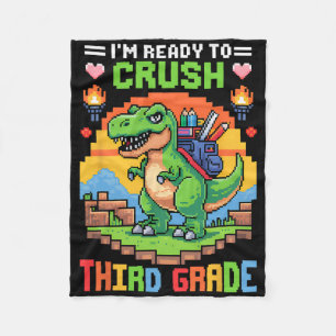 3rd I'm Ready To Crush Third Grade Dinosaur Gamer  Fleece Blanket
