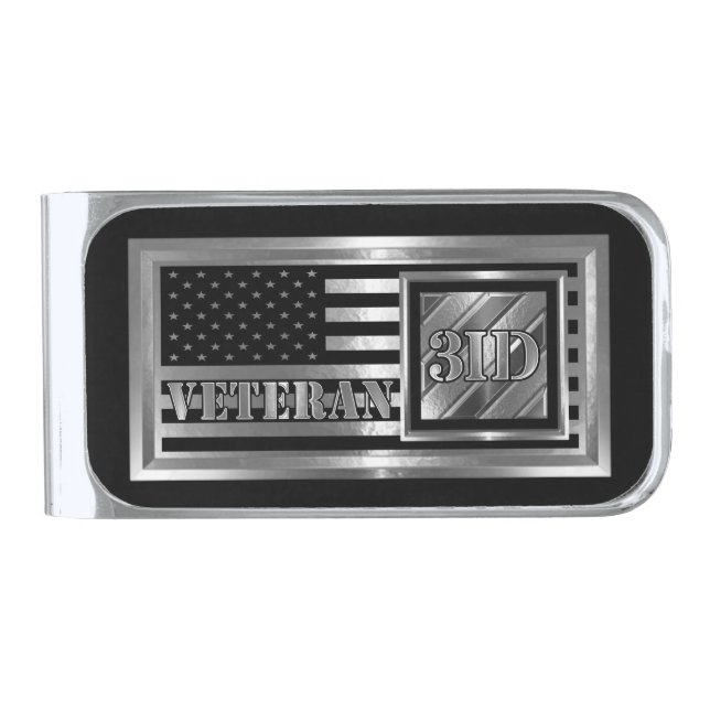 3rd Infantry Division 3ID Veteran Silver Finish Money Clip (Front)