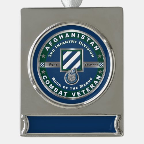 3rd Infantry Division Afghanistan Veteran Silver Plated Banner Ornament
