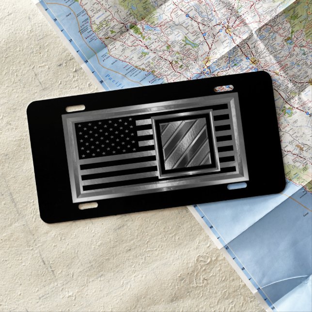 3rd Infantry Division American Flag License Plate (In Situ)
