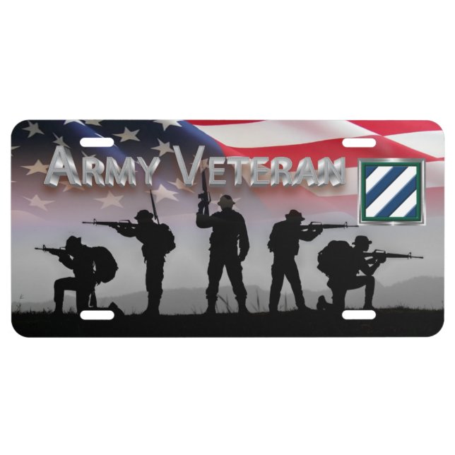 3rd Infantry Division Army Veteran  License Plate (Front)