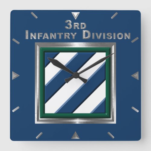 3rd Infantry Division Commemorative Square Wall Clock