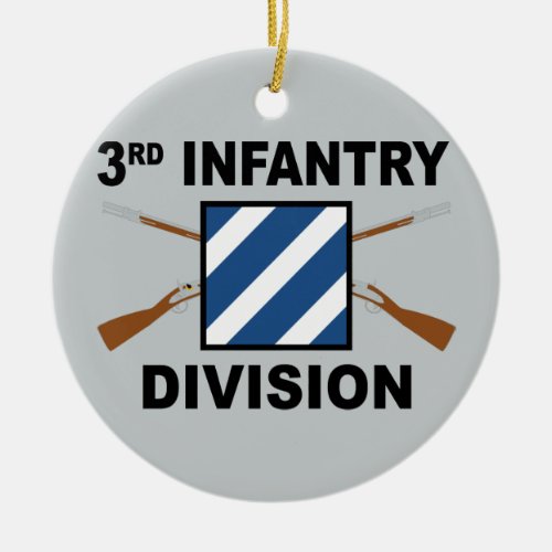 3rd Infantry Division _ Crossed Rifles _ With Text Ceramic Ornament