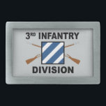 3rd Infantry Division - Crossed Rifles - With Text Rectangular Belt Buckle<br><div class="desc">3rd Infantry Division - Crossed Rifles - With Text</div>