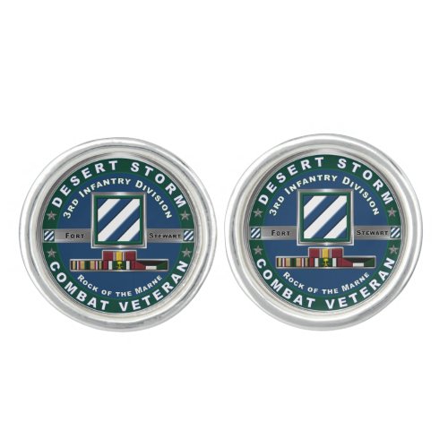 3rd Infantry Division Desert Storm Veteran Cufflinks