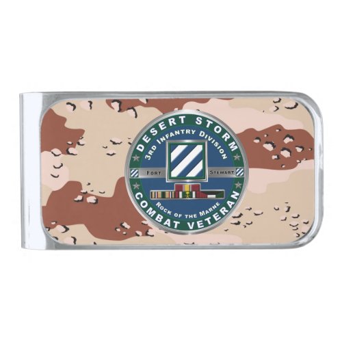 3rd Infantry Division Desert Storm Veteran Silver Finish Money Clip