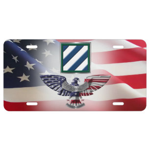 3rd Infantry Division Eagle American Flag License Plate