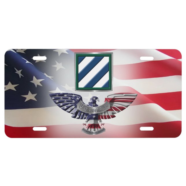 3rd Infantry Division Eagle American Flag  License Plate (Front)