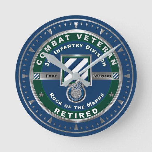 3rd Infantry Division Retired Combat Veteran Round Clock