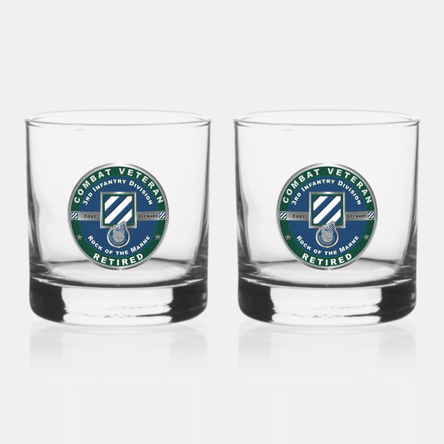 3rd Infantry Division Retired Whiskey Glass (Front)
