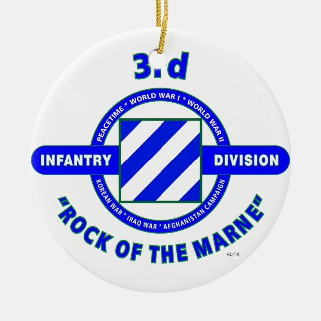 3RD INFANTRY DIVISION"ROCK OF THE MARNE" CERAMIC ORNAMENT (Front)