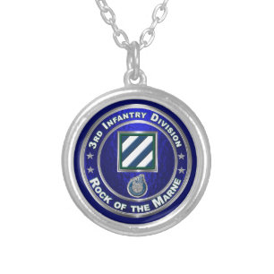 3rd Infantry Division Silver Plated Necklace