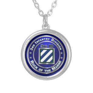 3rd Infantry Division Silver Plated Necklace