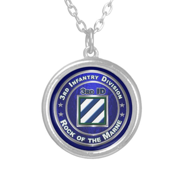 3rd Infantry Division  Silver Plated Necklace (Front)