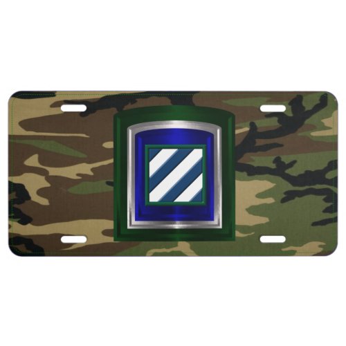 3rd Infantry Division Woodland Camouflage License Plate