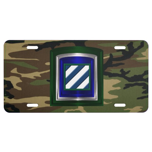 3rd Infantry Division Woodland Camouflage License Plate (Front)