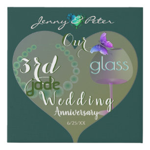 3rd Jade Glass Wedding Anniversary Faux Canvas Print