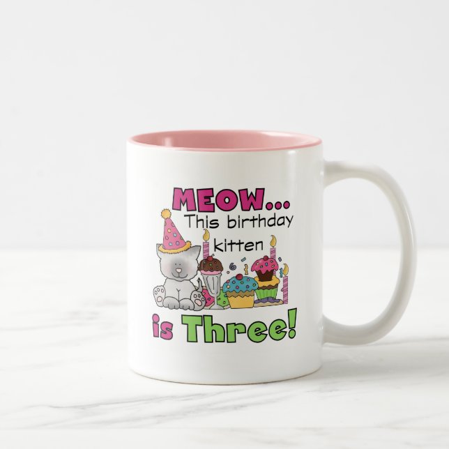 3rd Kitten Birthday T-shirts and Gifts Two-Tone Coffee Mug (Right)