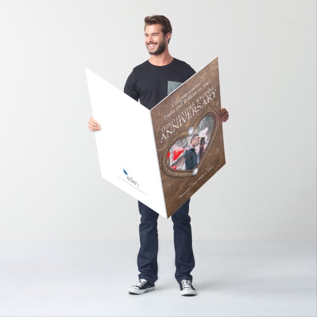 3rd leather crystal wedding anniversary heart card (In Situ)