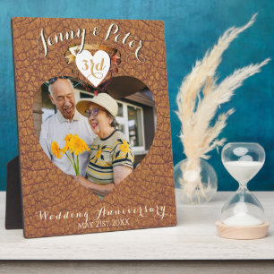 3rd Leather (Image)Wedding Anniversary Photo Heart Plaque