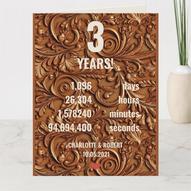 3rd leather wedding anniversary card (Front)