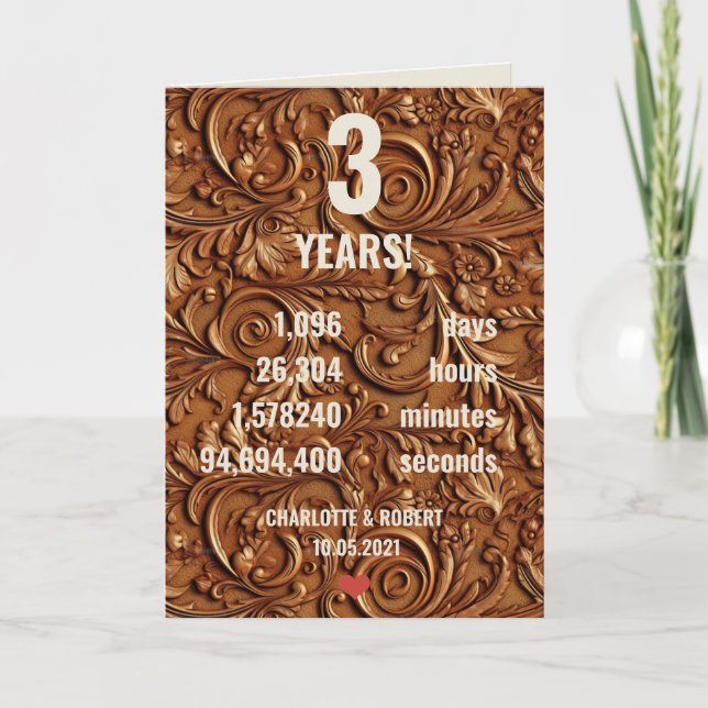 3rd leather wedding anniversary card (Front)