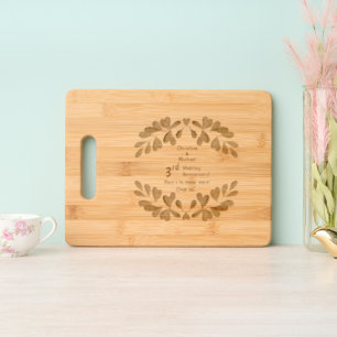 3rd Leather Wedding Anniversary Eucalyptus Engraved Cutting Board