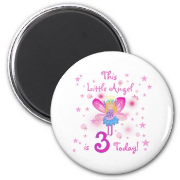 3rd Little Angel Birthday Magnet by kids_birthdays at Zazzle
