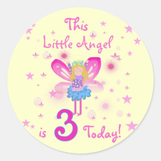 3rd Little Angel Birthday Tshirts and Gifts Classic Round Sticker