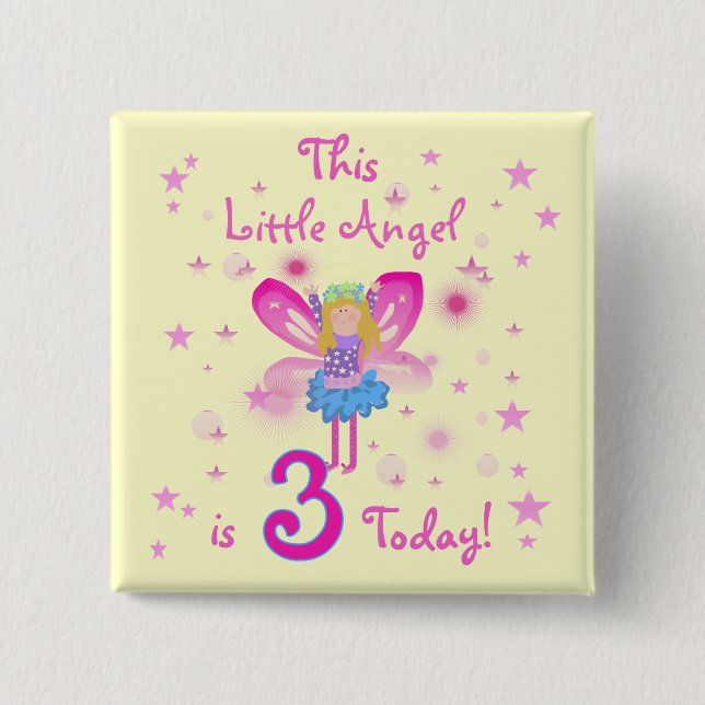 3rd Little Angel Birthday Tshirts and Gifts Pinback Button (Front)