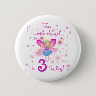 3rd Little Angel Birthday Tshirts and Gifts Pinback Button