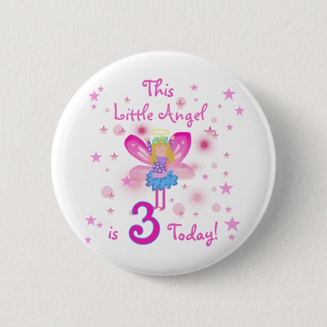 3rd Little Angel Birthday Tshirts and Gifts Pinback Button (Front)