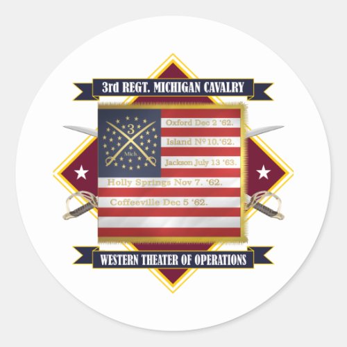 3rd Michigan Cavalry Classic Round Sticker