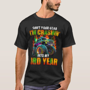 3rd Monster Truck Birthday Party Birthday Boy Todd T-Shirt