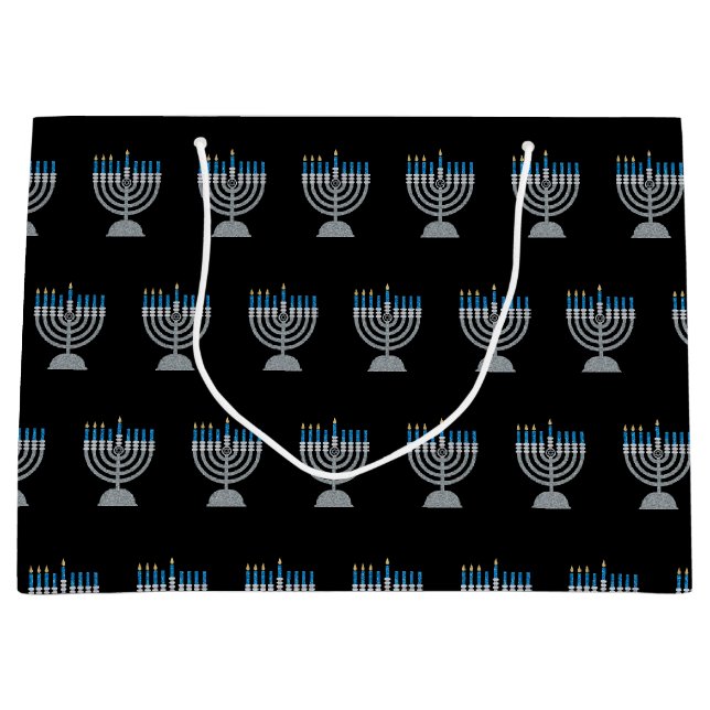 3rd Night of Hanukkah Glitter Large Gift Bag (Front)