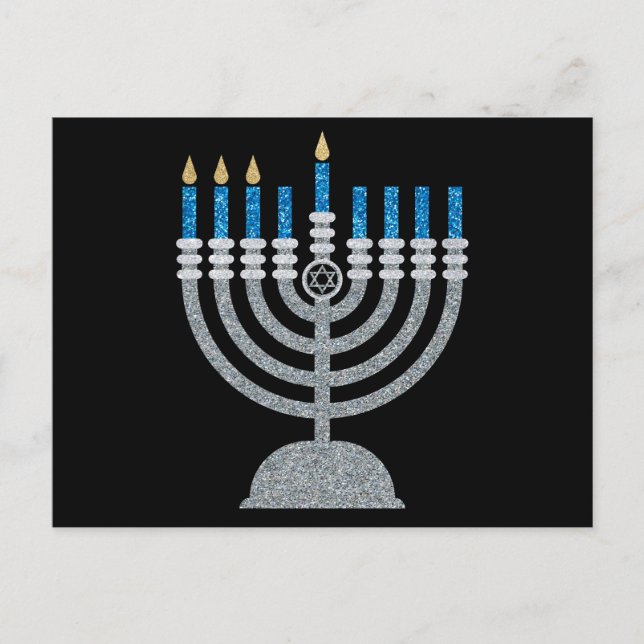 3rd Night of Hanukkah Glitter Postcard (Front)