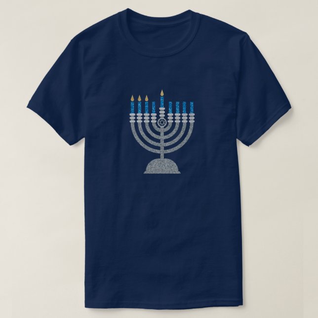 3rd Night of Hanukkah Glitter T-Shirt (Design Front)