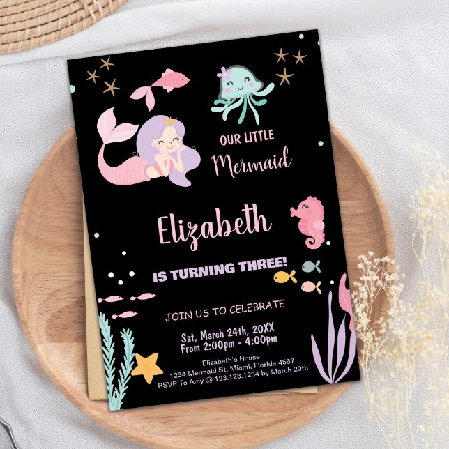 3rd Our Little Mermaid Birthday Invitations (3rd Our Little Mermaid Birthday Invitations)