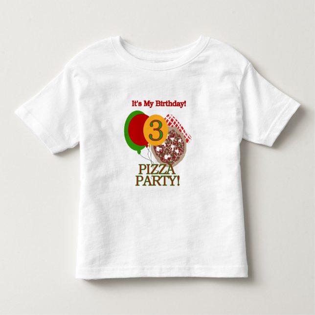 3rd Pizza Party Birthday Tshirts and Gifts (Front)