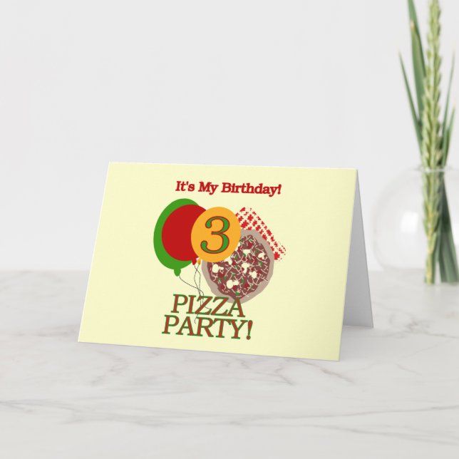 3rd Pizza Party Birthday Tshirts and Gifts Card (Front)
