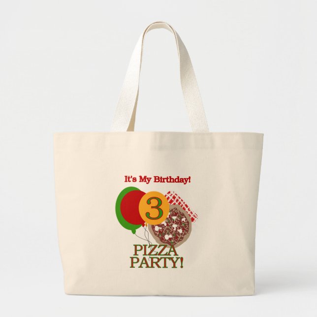 3rd Pizza Party Birthday Tshirts and Gifts Large Tote Bag (Front)