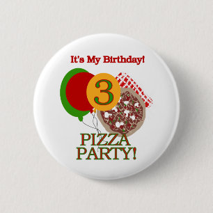 3rd Pizza Party Birthday Tshirts and Gifts Pinback Button