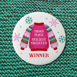 3rd Place Ugly Sweater Contest Prize Winner  Button