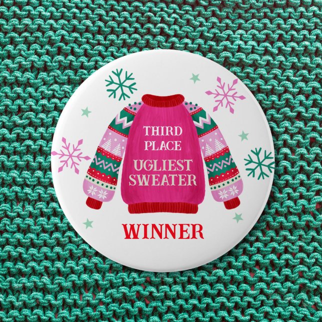 3rd Place Ugly Sweater Contest Prize Winner  Button (3rd Place Ugly Sweater Contest Prize Winner Button)