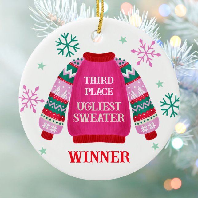 3rd Place Ugly Sweater Contest Prize Winner  Ceramic Ornament (3rd Place Ugly Sweater Contest Prize Winner Ceramic Ornament)