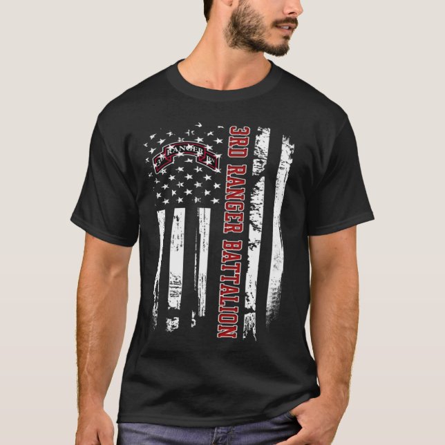 3rd Ranger Battalion Veteran USA Flag Veterans Day T-Shirt (Front)