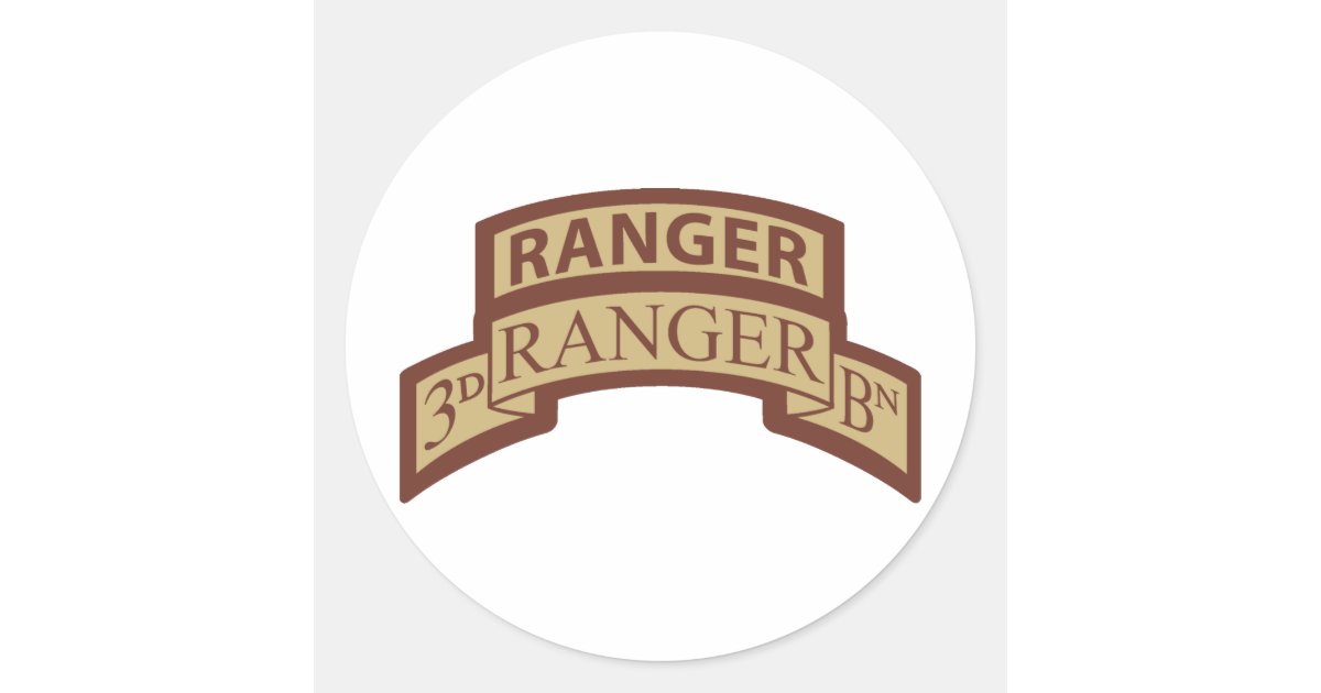 3rd Ranger Bn, Ranger Tab, Desert Classic Round Sticker | Zazzle