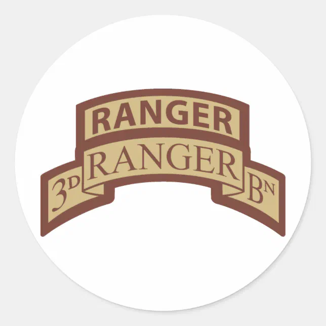 3rd Ranger Bn, Ranger Tab, Desert Classic Round Sticker | Zazzle