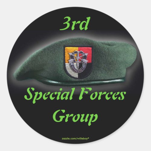 3rd Special Forces Green Berets SF SFG SOF Veteran Classic Round Sticker