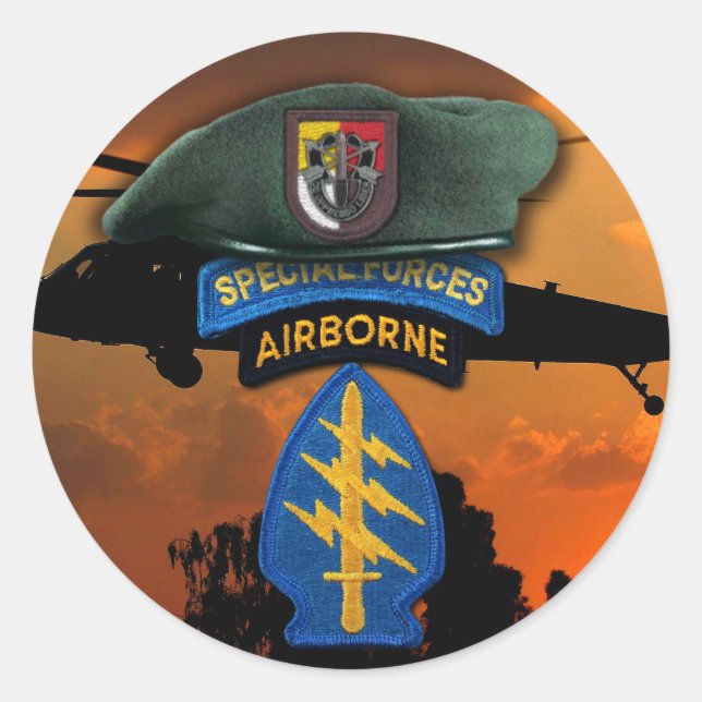 3rd Special Forces Green Berets SF SFG SOF Veteran Classic Round Sticker (Front)